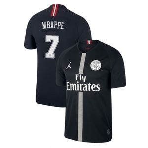 PSG Kylian Mbappe #7 Jordan Nike Black Soccer Jersey UEFA Champions League L